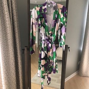 Diane von Furstenberg Green Silk Wrap Dress